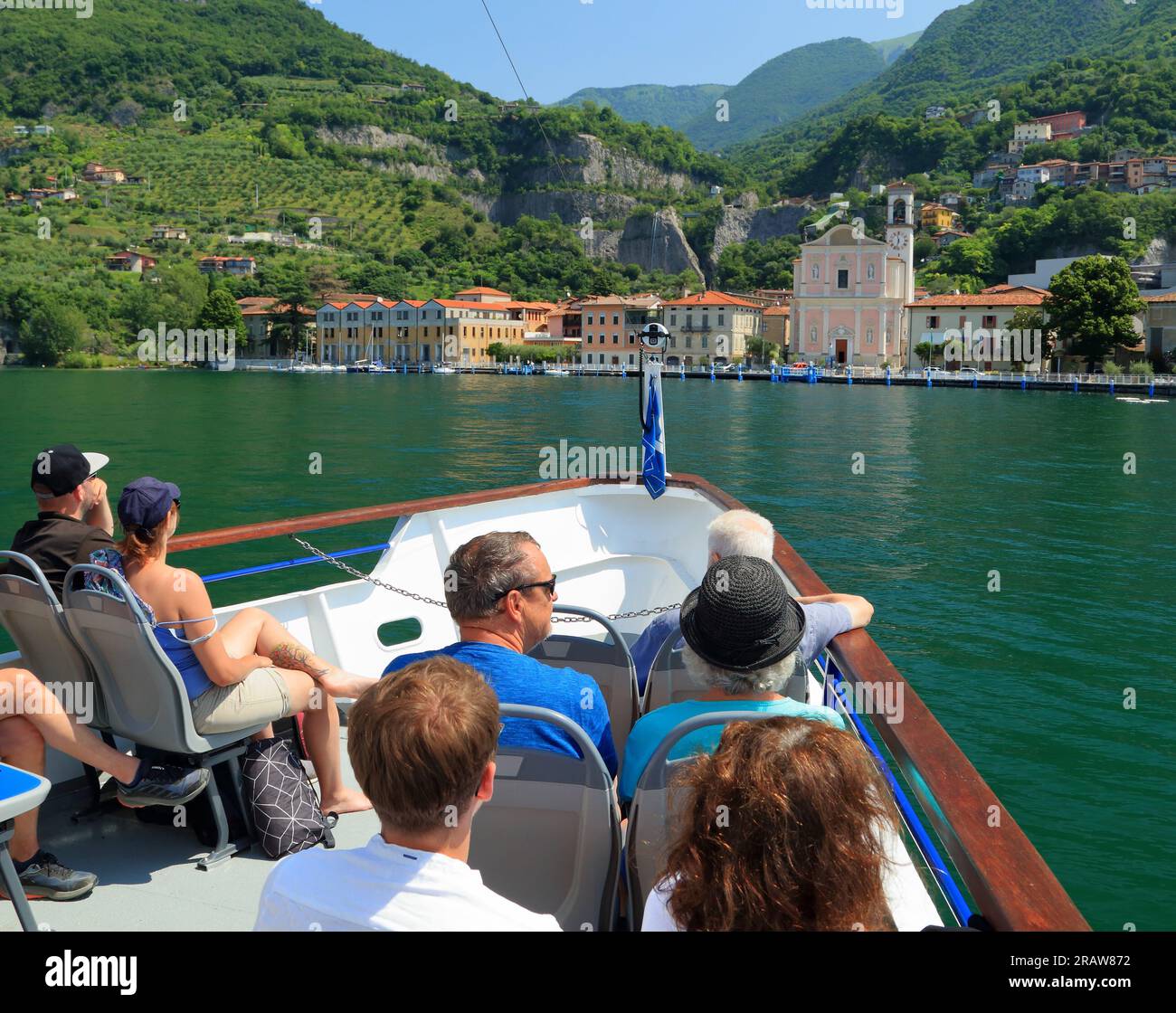 Ferry boat Città di Bergamo. Lake Iseo, Marone town. Lago d'Iseo ...