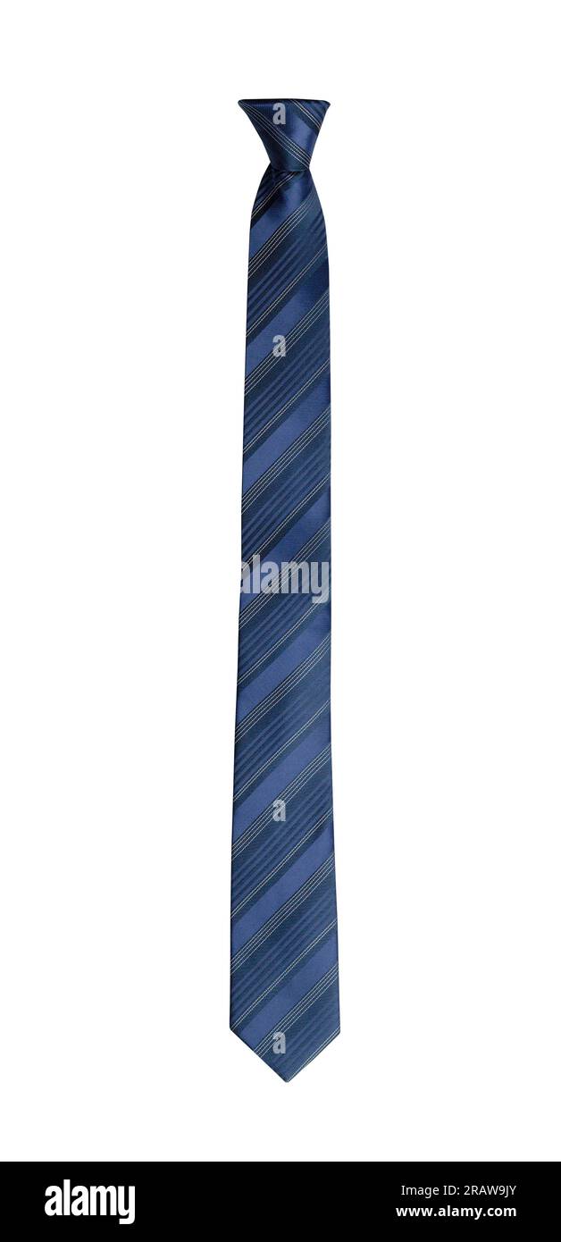 Dark Blue Stripe Tie Cut Out on White. Stock Photo