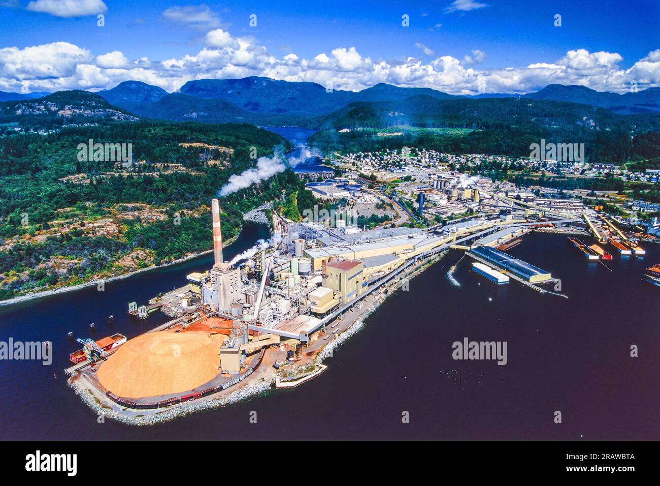 Aerial image of Powell River, BC, Canada Stock Photo