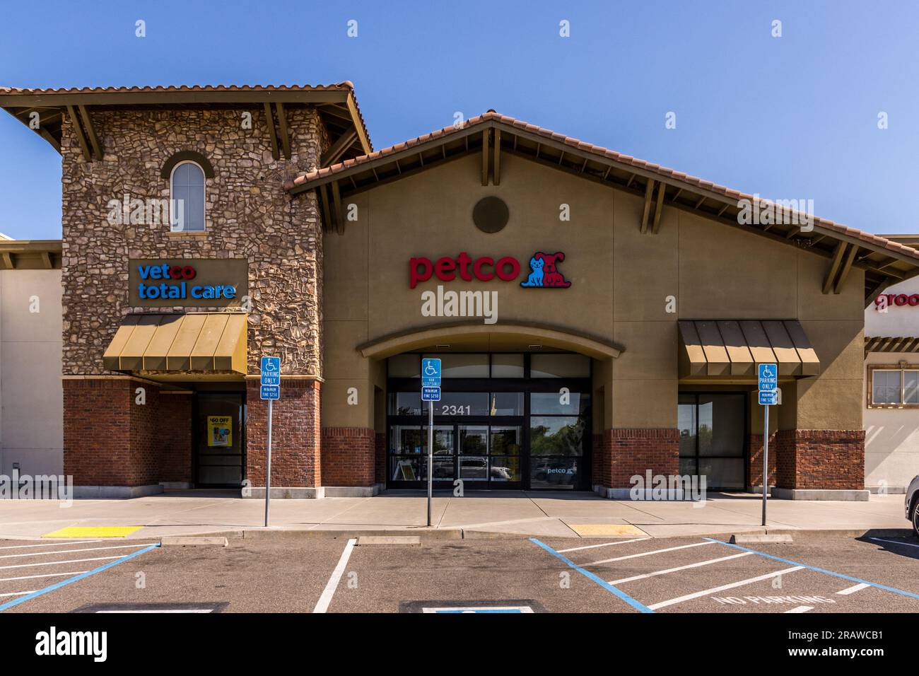 A Petco and Vetco store in the growing Community of Riverbank California Stanislaus County USA in the Central Valley Stock Photo Alamy