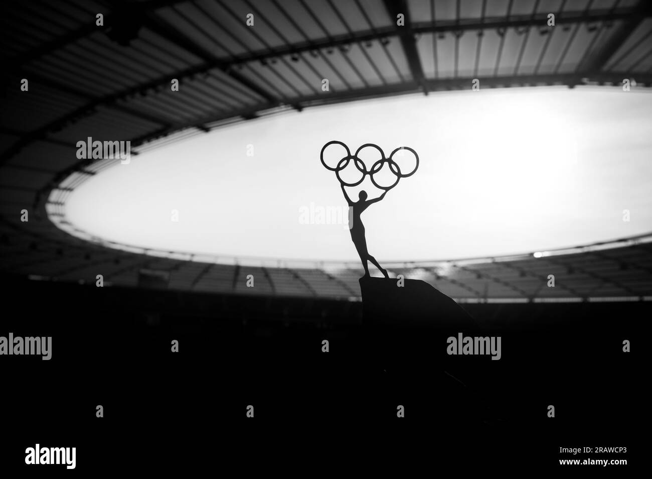 PARIS, FRANCE, JULY 7, 2023 Symbolic Power Statue of Athletic Woman