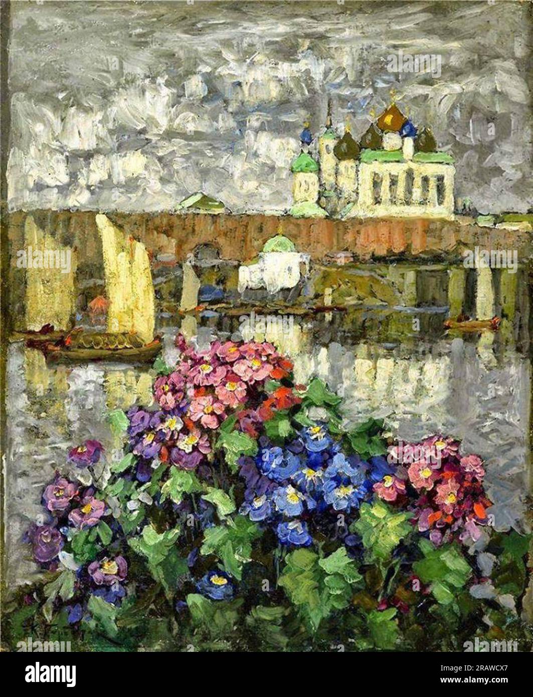 Flowers in the Window by Konstantin Gorbatov Stock Photo Alamy
