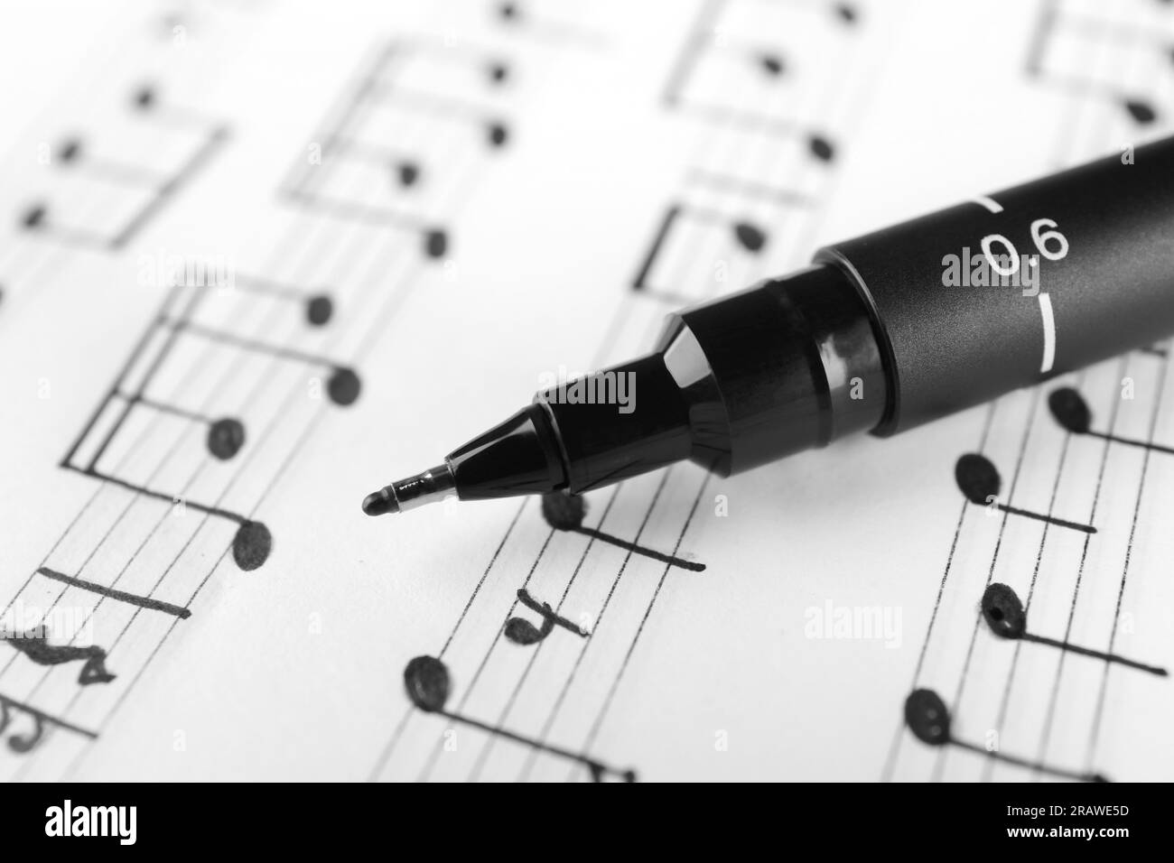 Sheet music musical notes closeup Black and White Stock Photos & Images ...