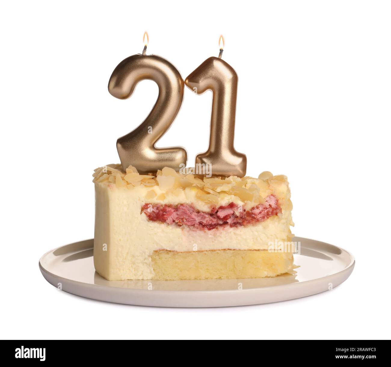 Coming of age party 21st birthday. Delicious cake with number shaped