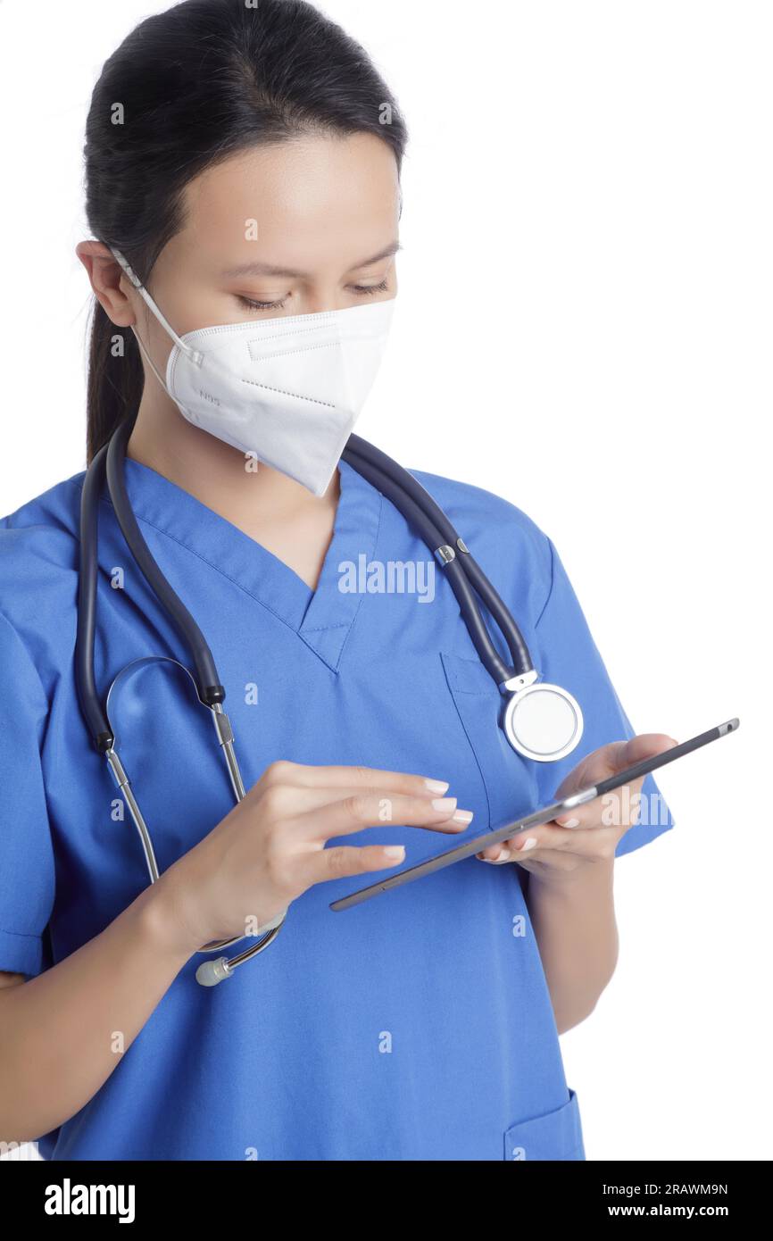 Woman in blue medical scrubs hi-res stock photography and images - Alamy