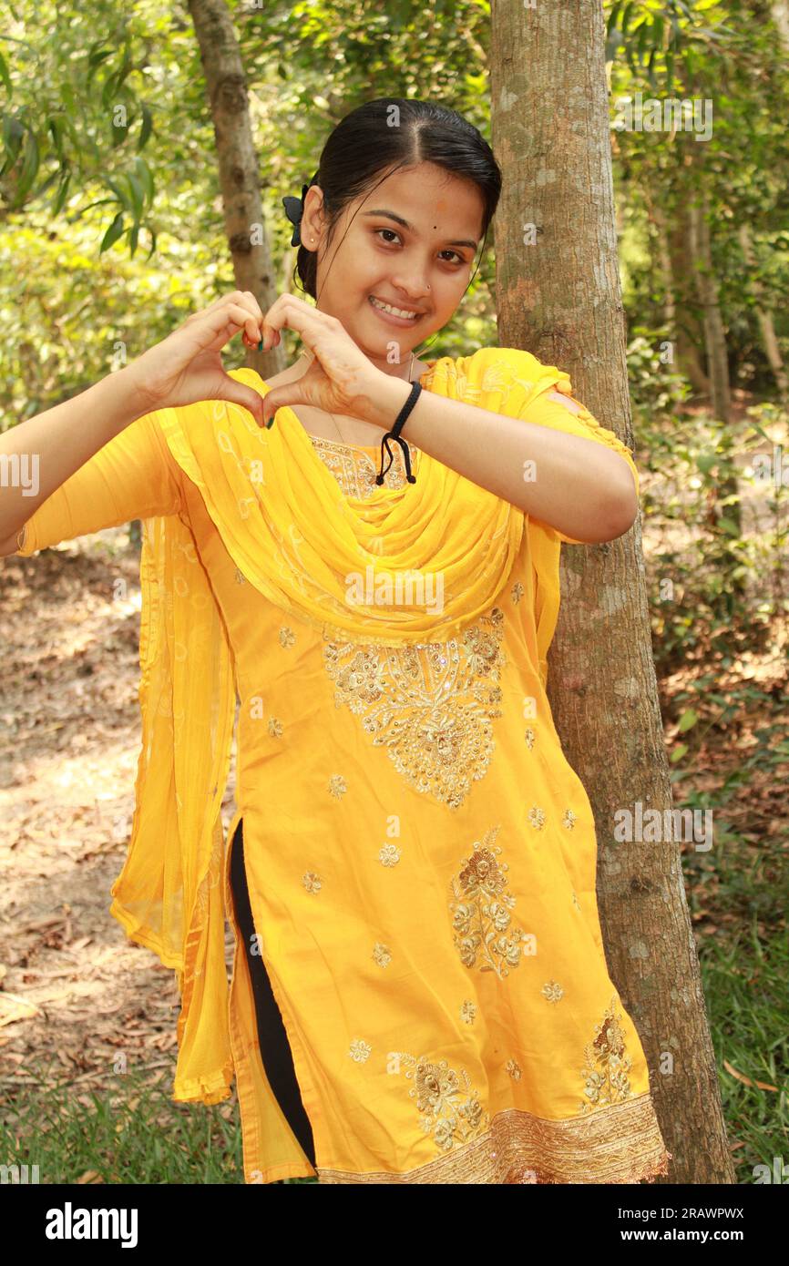 Happy Young Indian Teen Girl Stock Photo - Alamy