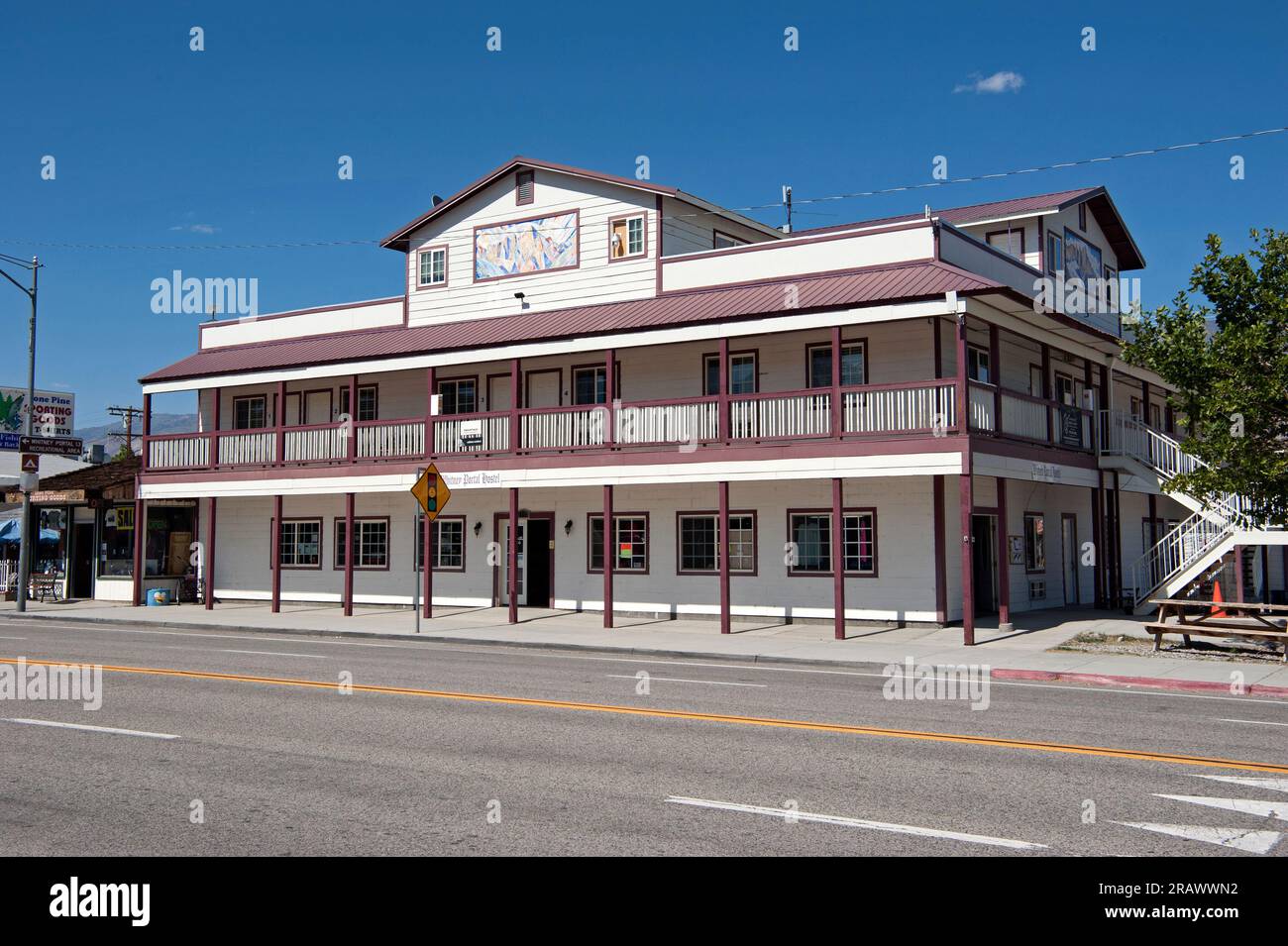 Historic architecture on scenic Route 395 as it passes through Lone Pine, California, USA. Stock Photo