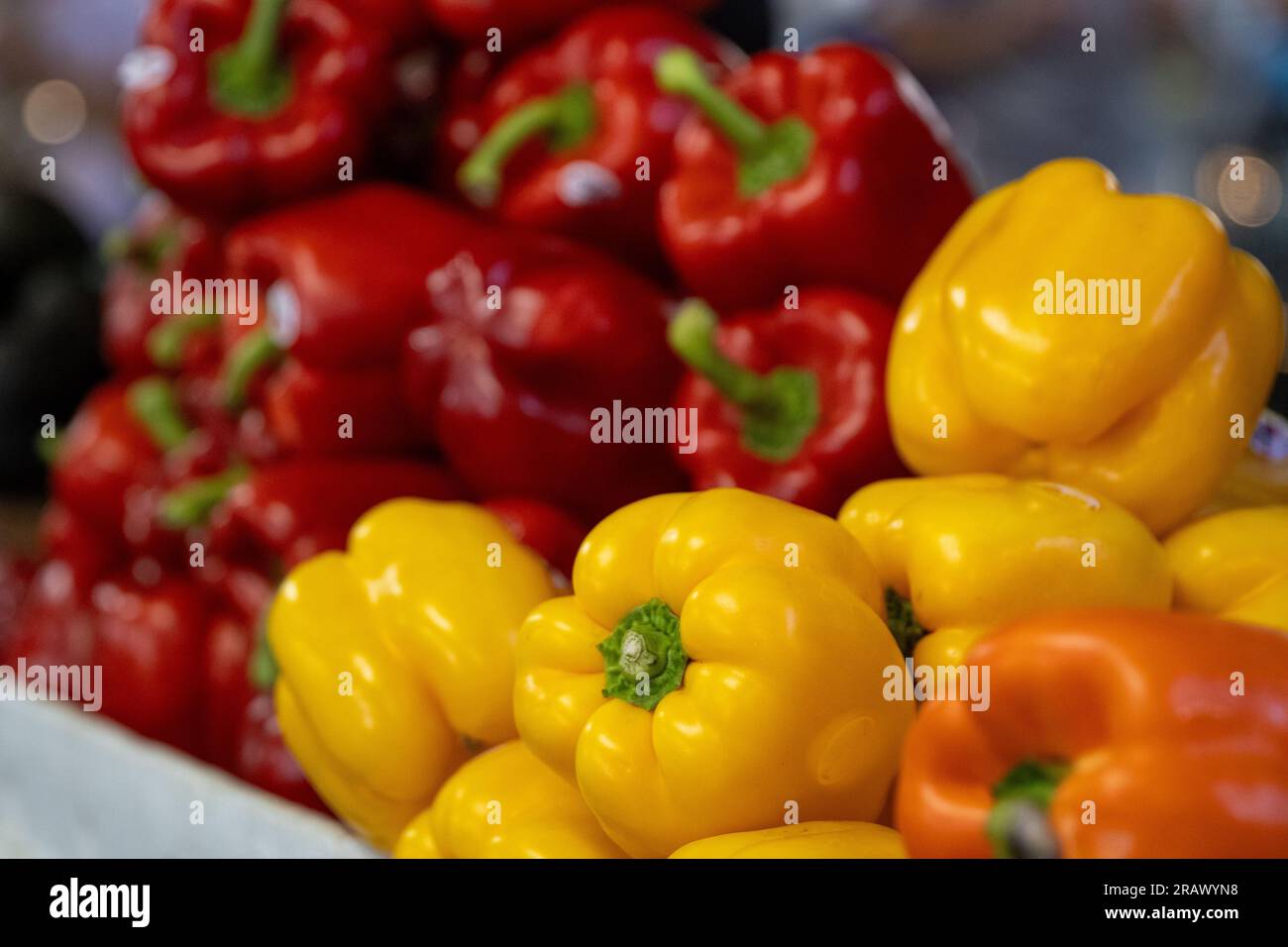 Organic Bell Peppers for sale at a market Stock Photo - Alamy