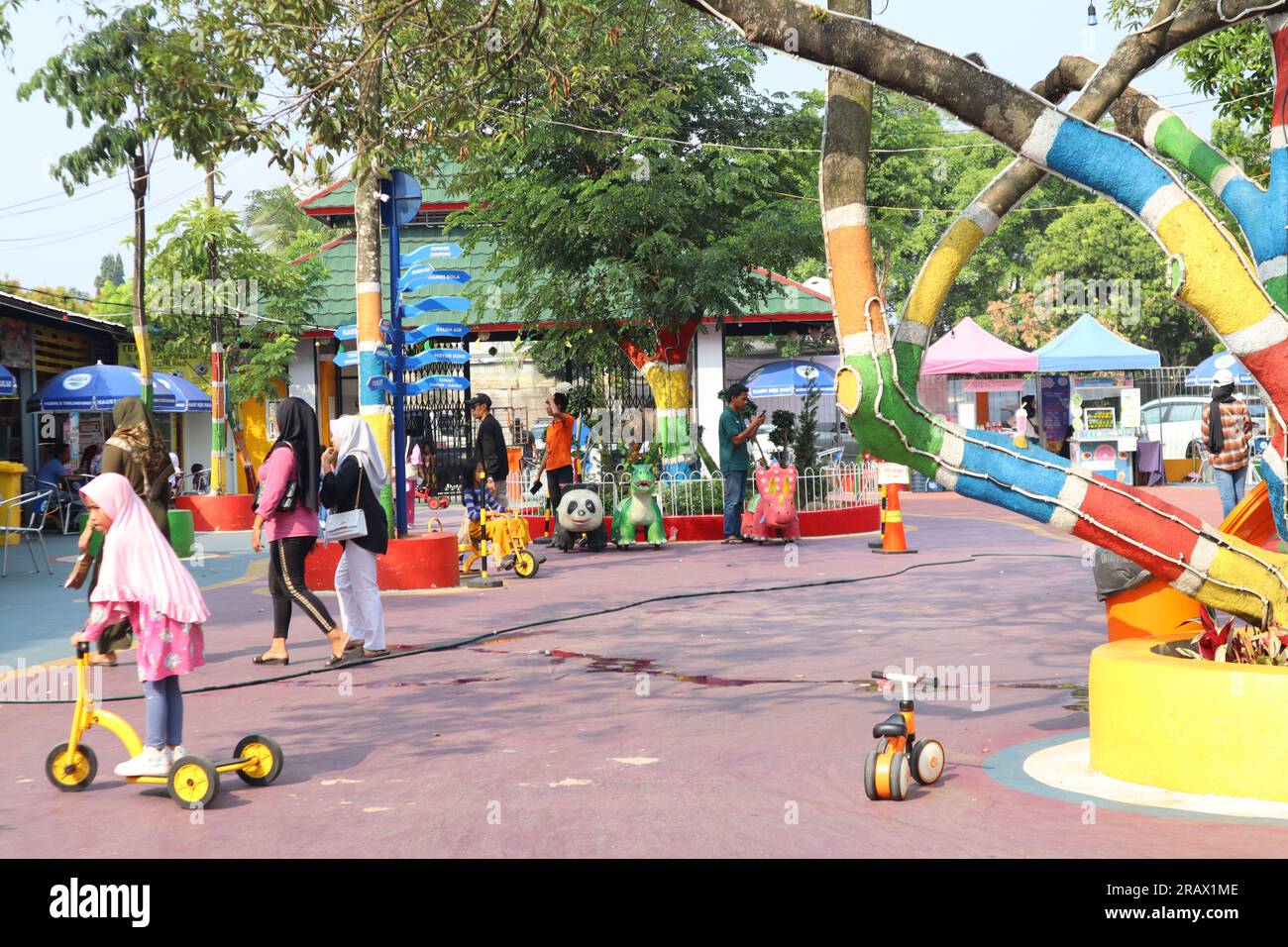 There are many kinds of outdoor playgrounds for children Stock Photo