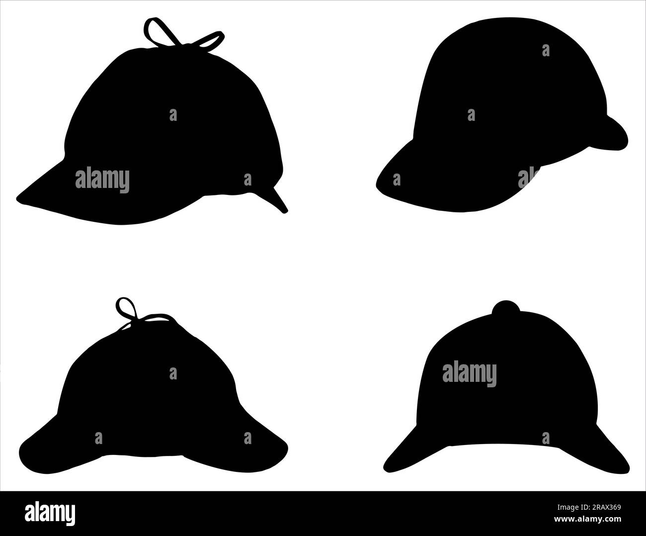 Set of Detective Hat Silhouette Stock Vector