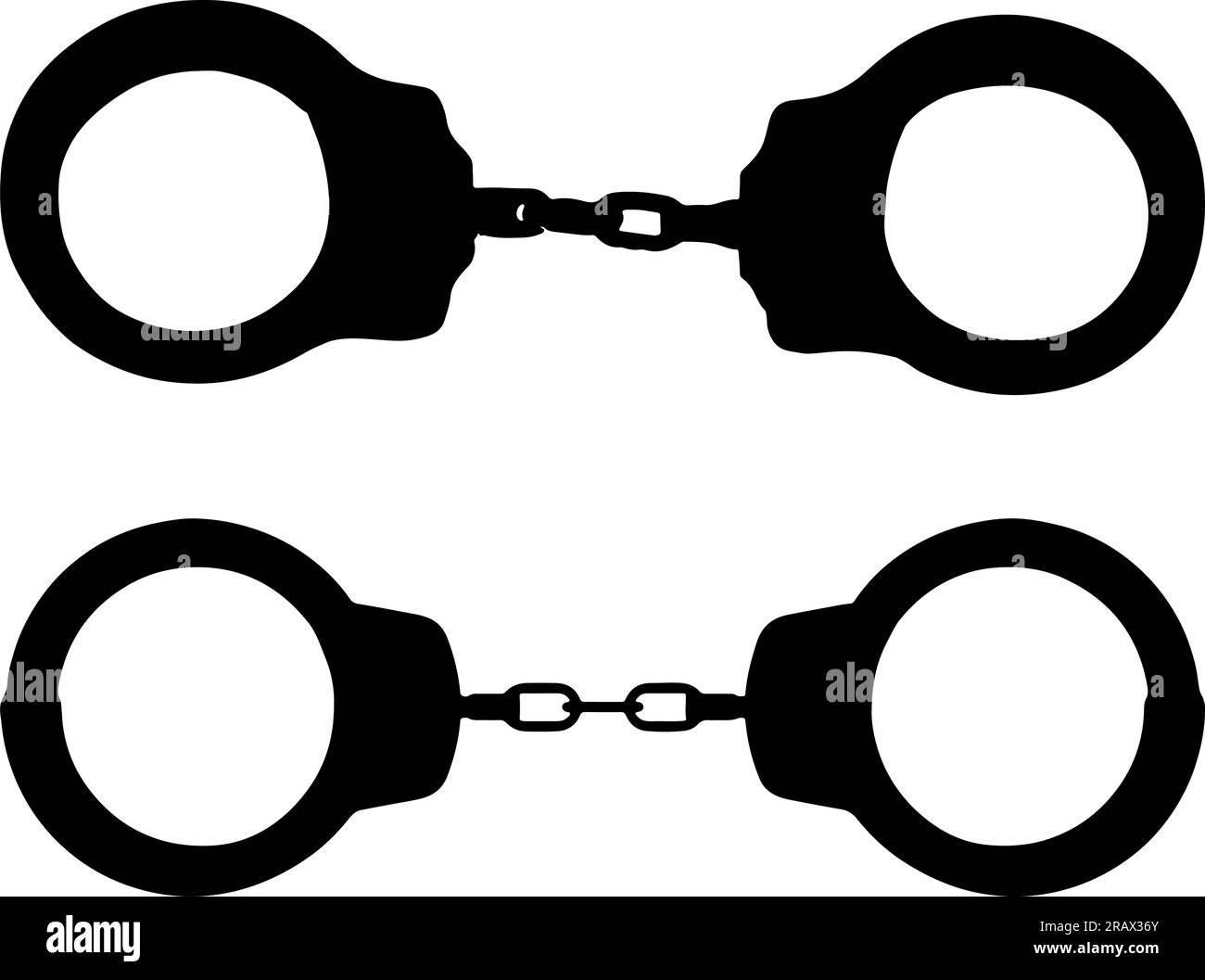 Set of Handcuff silhouette Stock Vector