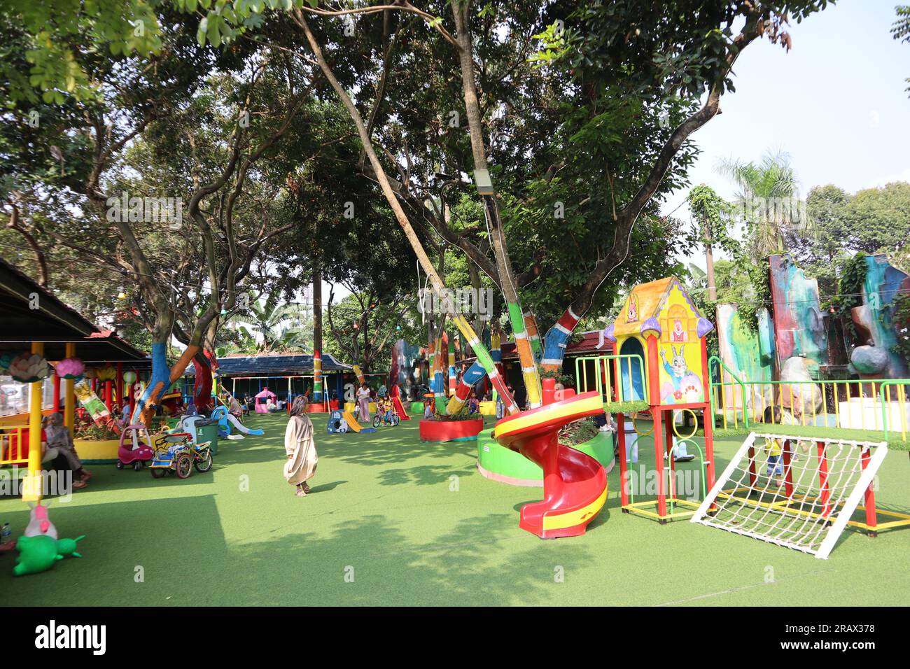 There are many kinds of outdoor playgrounds for children Stock Photo