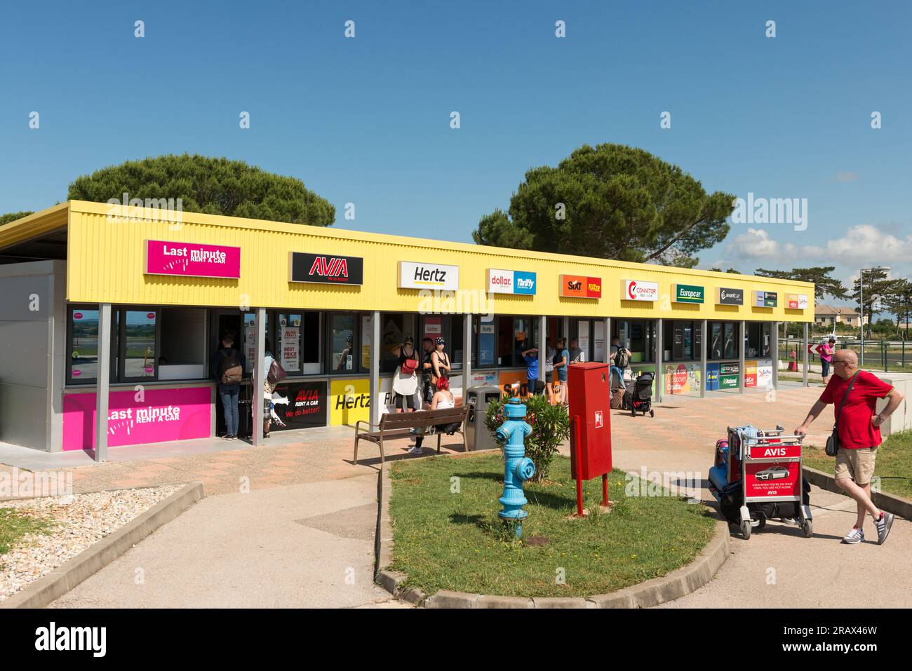 Car rental or car hire offices at Zadar Airport, Zadar, Croatia Stock Photo