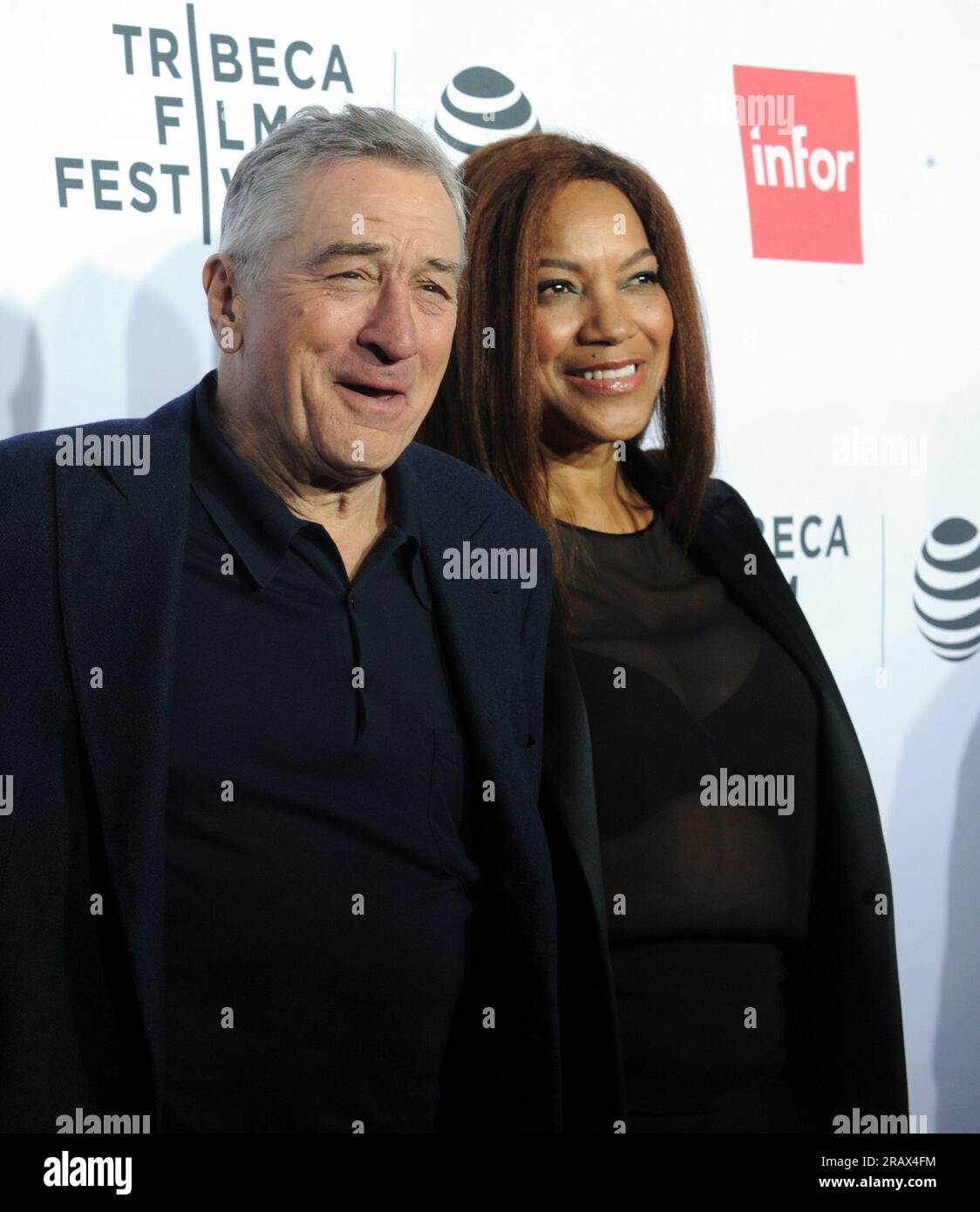 NEW YORK, NY - APRIL 21: Harvey Keitel, Robert De Niro, Grace Hightower attends the 'Taxi Driver' 40th Anniversary Celebration during the 2016 Tribeca Film Festival at The Beacon Theatre on April 21, 2016 in New York City.    People:  Harvey Keitel, Robert De Niro, Grace Hightower Stock Photo