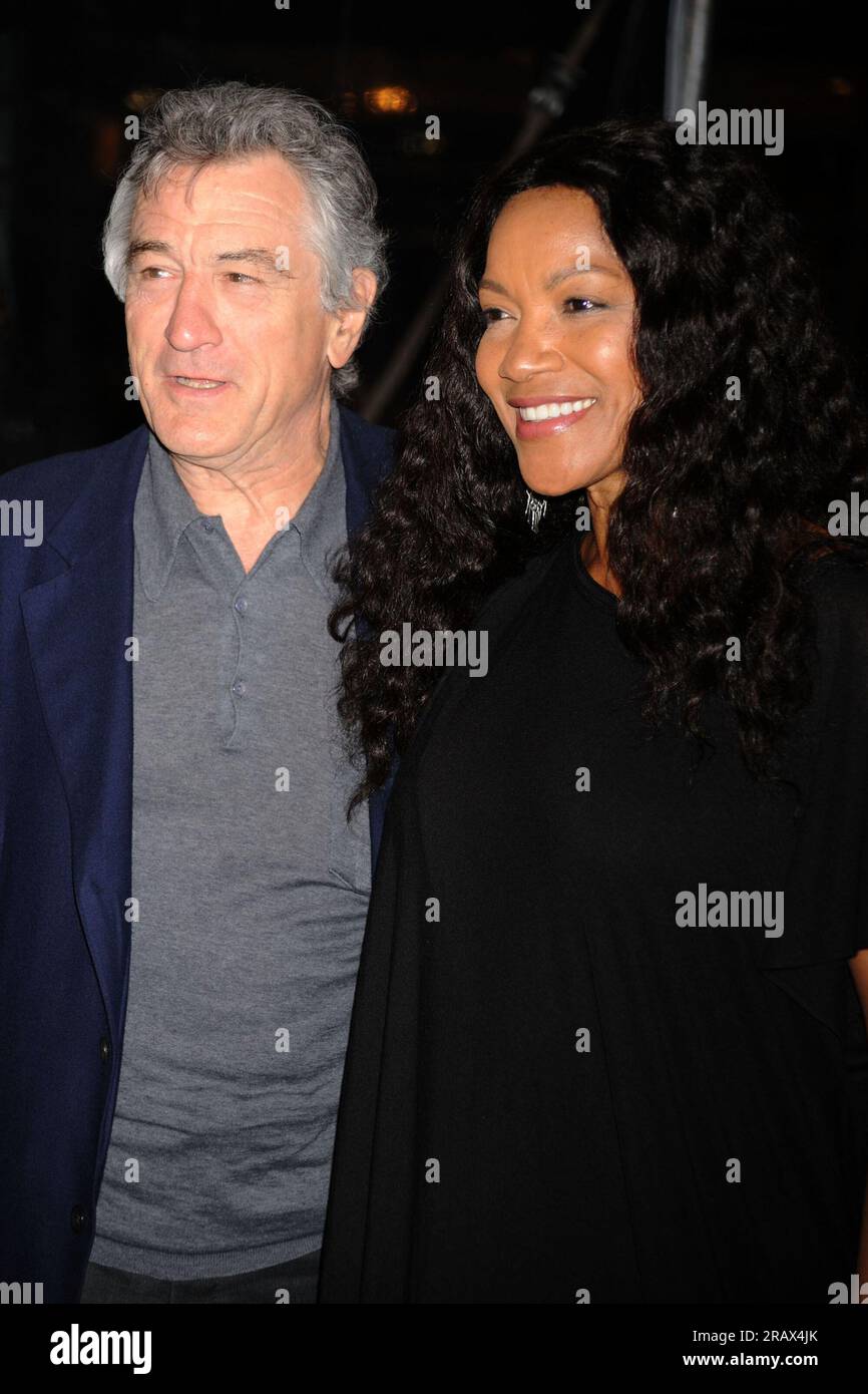 Manhattan, United States Of America. 21st Apr, 2010. NEW YORK - APRIL 21: Robert De Niro Grace Hightower attends the 'Shrek Forever After' premiere during the 9th Annual Tribeca Film Festival at the Ziegfeld Theatre on April 21, 2010 in New York City People: Robert De Niro Grace Hightower Credit: Storms Media Group/Alamy Live News Stock Photo