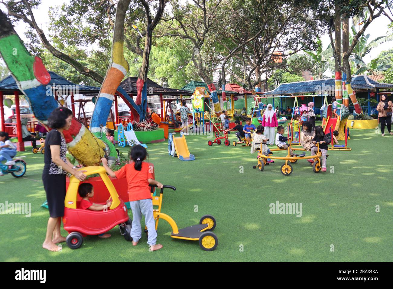 There are many kinds of outdoor playgrounds for children Stock Photo