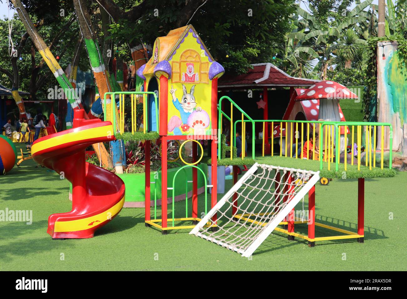 There are many kinds of outdoor playgrounds for children Stock Photo