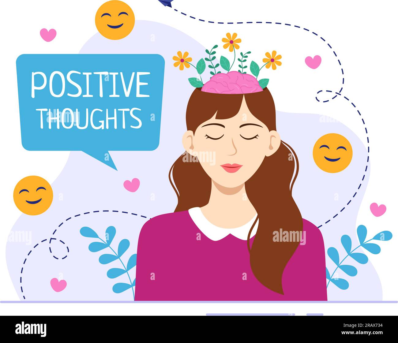 Positives Thoughts Vector Illustration with Thinking Positive as a ...