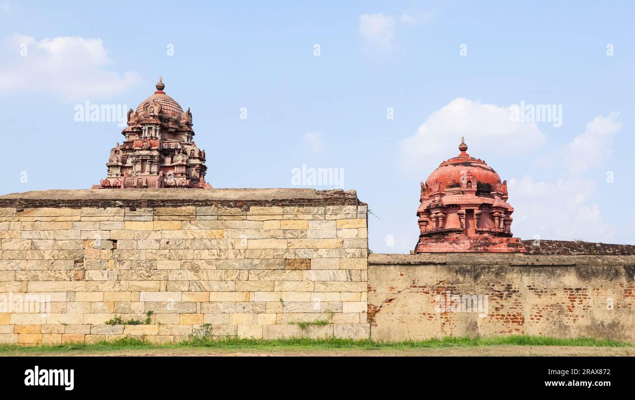 Temple dome of Abirami Amman Kalaheswarar on the top of Dindigul Fort