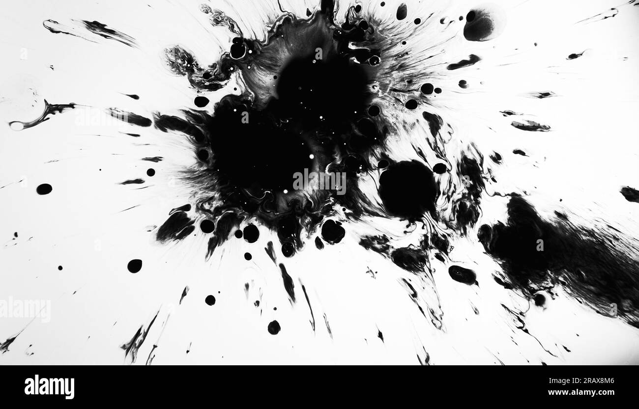Grunge splash black ink dark fluid drops stain Stock Photo Alamy