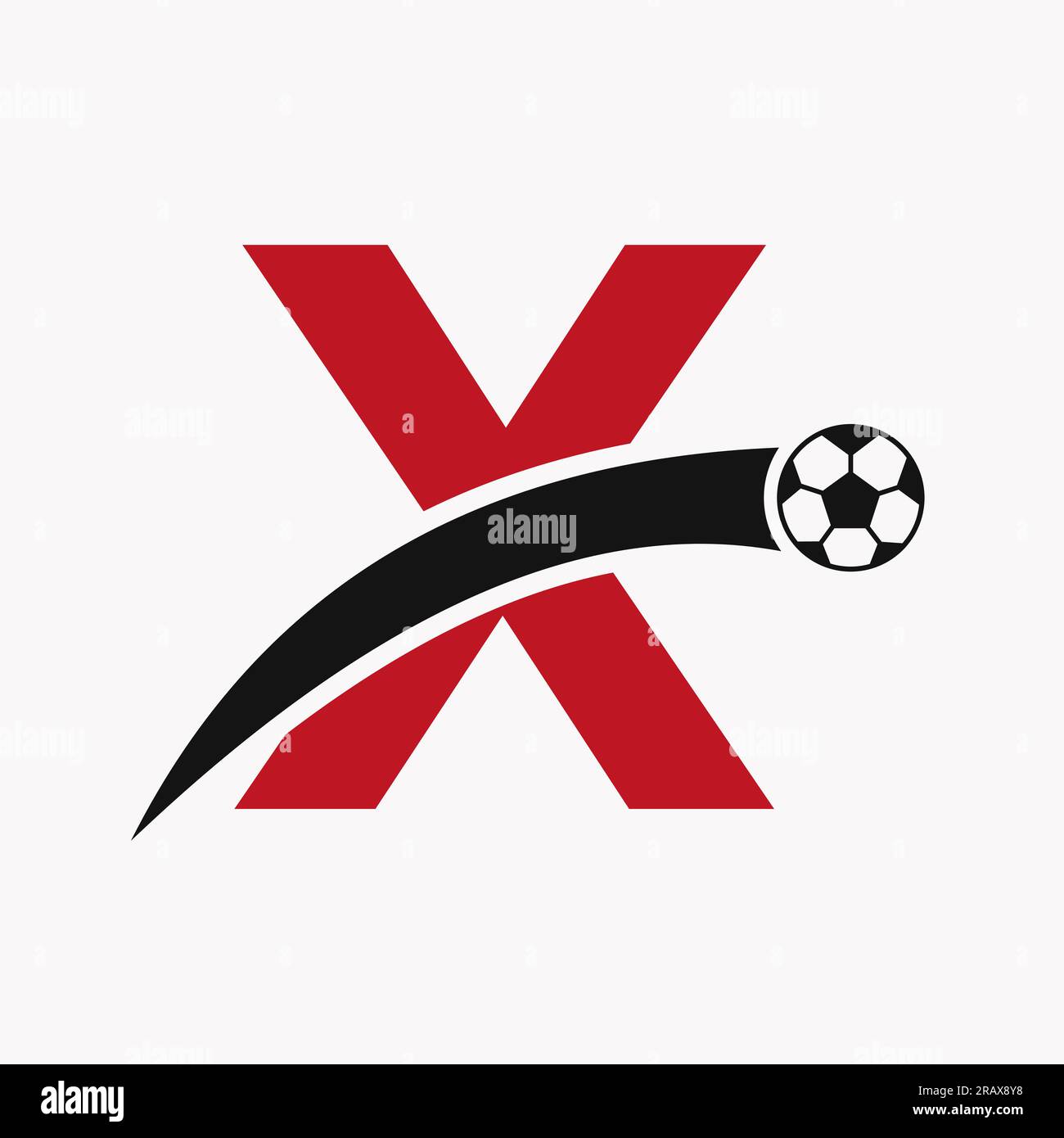 Football Logo On Letter X With Moving Football Icon. Soccer Logo
