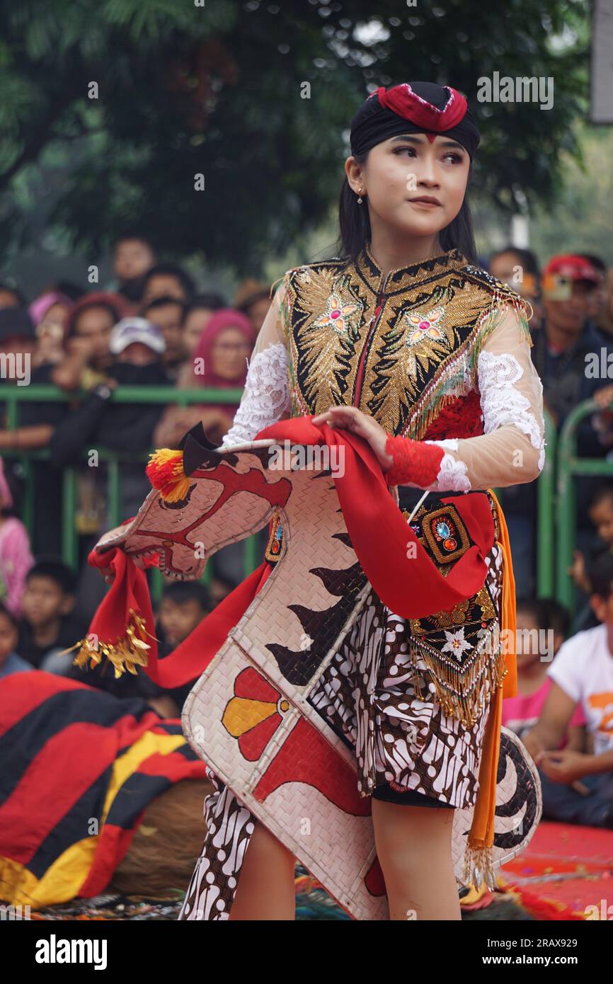 Jathil or jathilan dance. This dance is part of the Reog Ponorogo dance ...