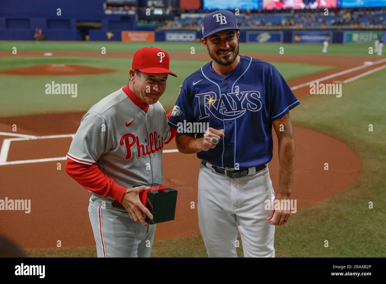 Rays' Zach Eflin receives his 2022 NL championship ring from Phillies