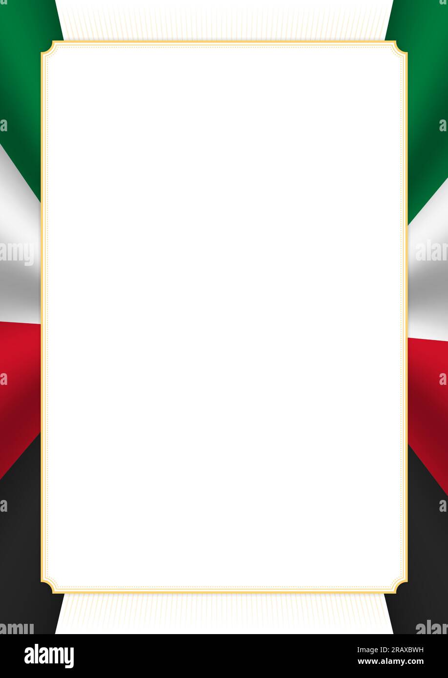 Vertical frame and border with colors of Kuwait flag, template elements ...