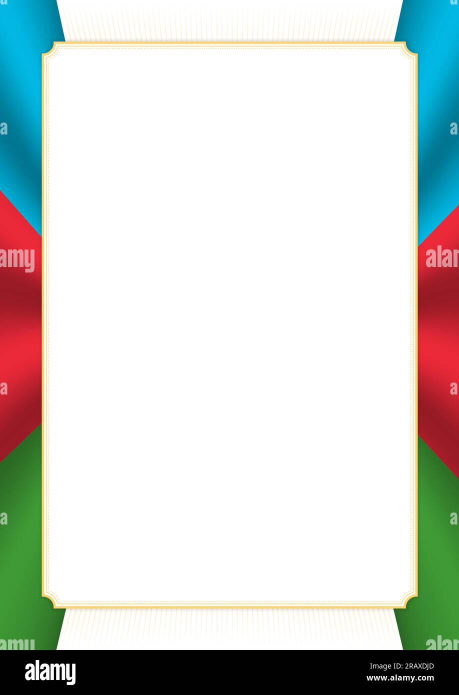 Vertical frame and border with colors of Azerbaijan flag, template ...