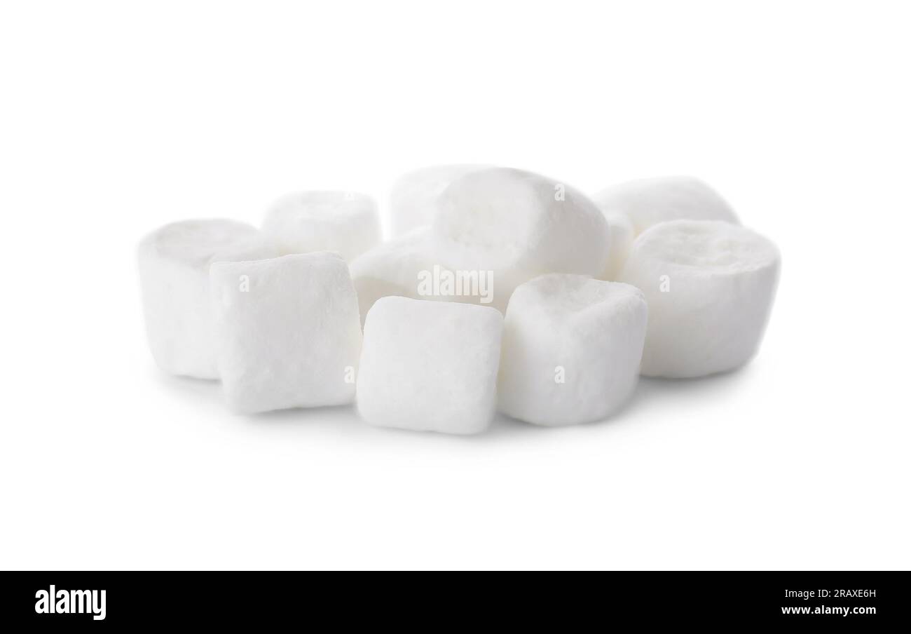 Delicious sweet puffy marshmallows isolated on white Stock Photo - Alamy