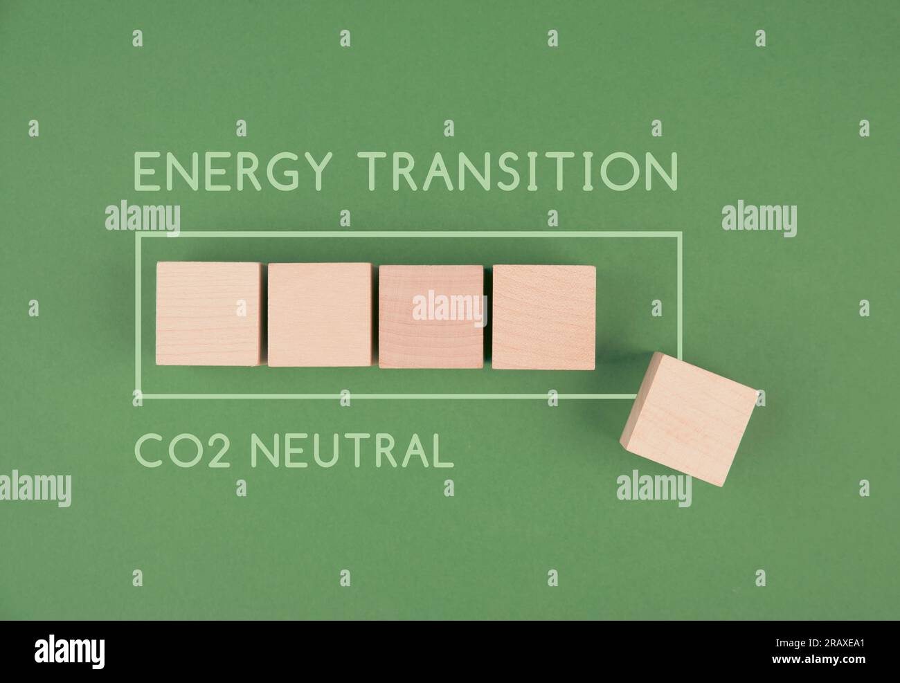 Energy transition, CO2 neutral loading bar, reduce carbon emission footprint, sustainable renewable electricity , environment protection, eco lifestyl Stock Photo