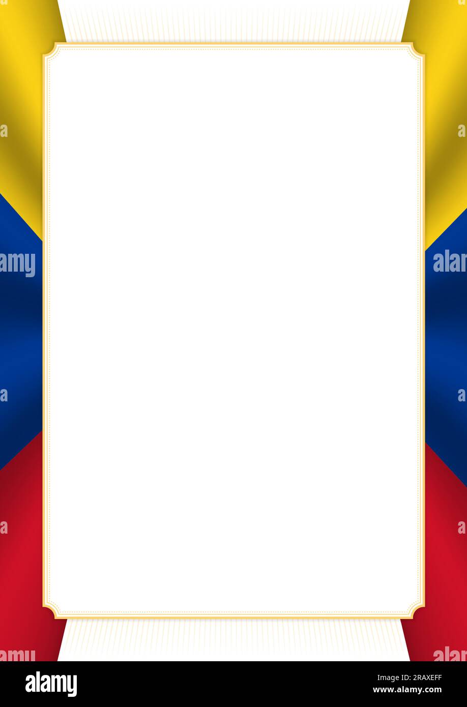 Vertical frame and border with colors of Colombia flag, template ...