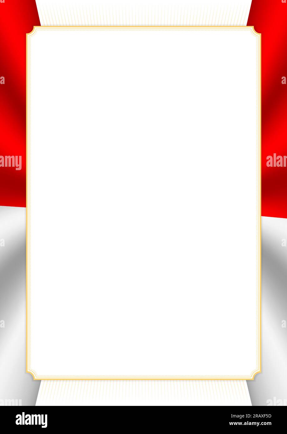 Vertical frame and border with colors of Indonesia flag, template ...