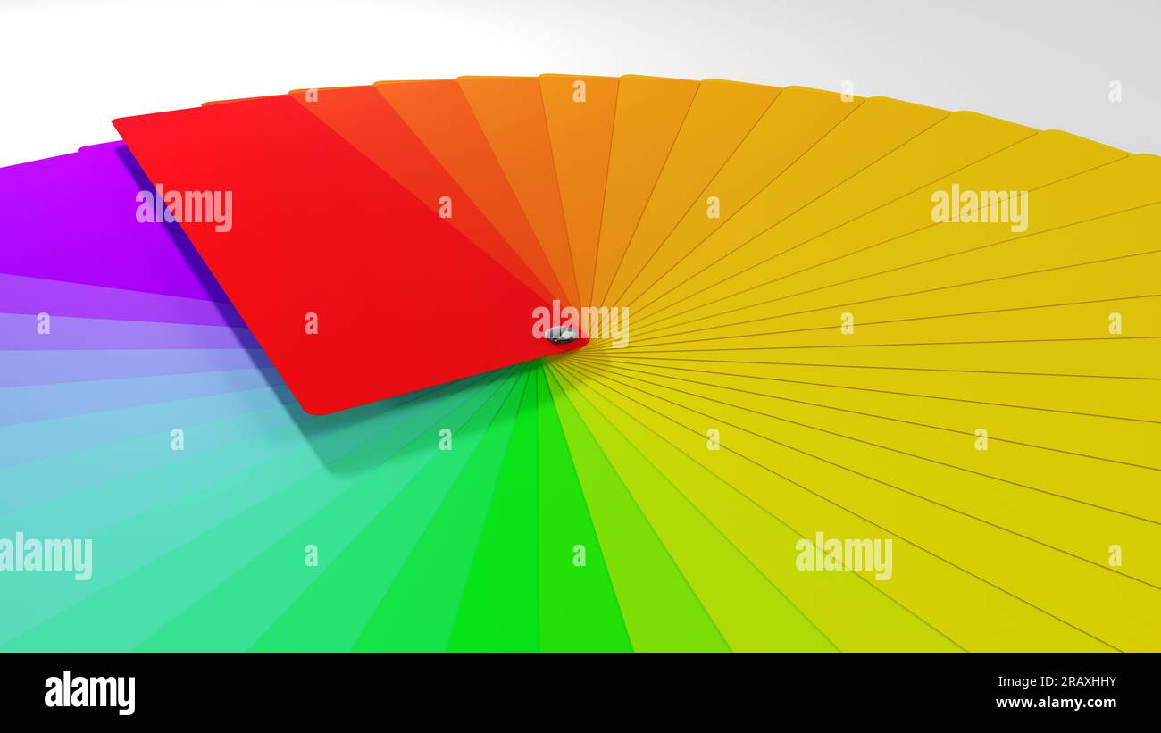 Colour swatch cards fanned out to show all colours Stock Photo - Alamy