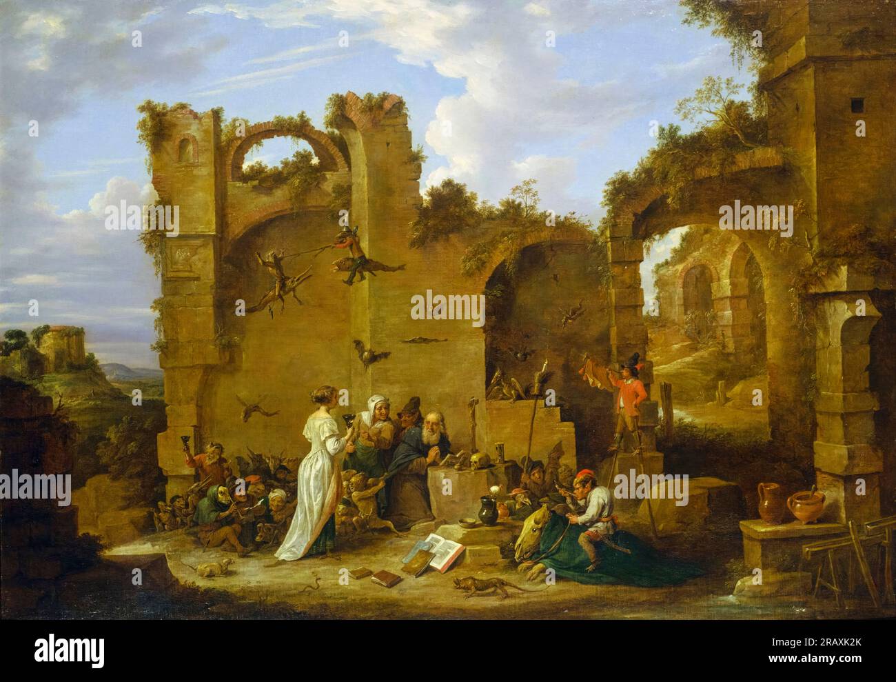 David Teniers the Younger, The Temptation of St Anthony, painting in oil on canvas, before 1690 Stock Photo
