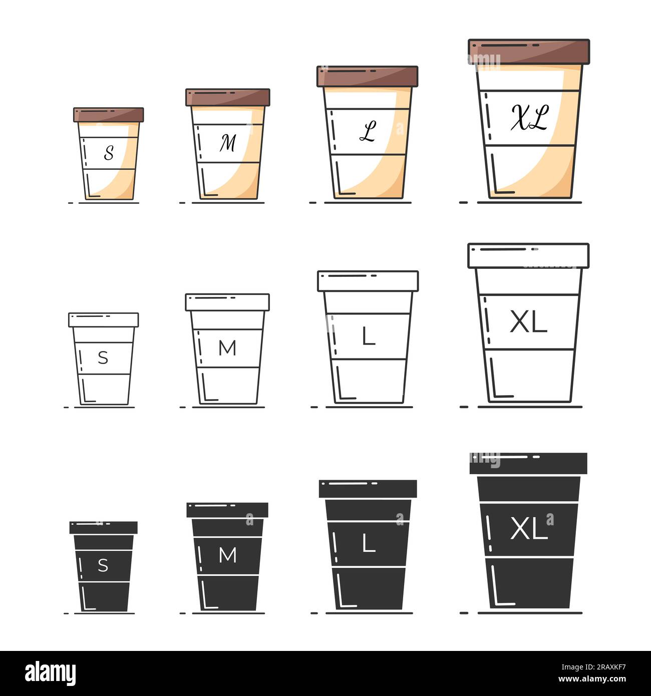 Big medium small coffee Stock Vector Images - Alamy
