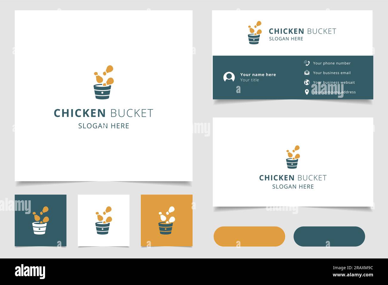 Chicken bucket logo design with editable slogan. Branding book and ...