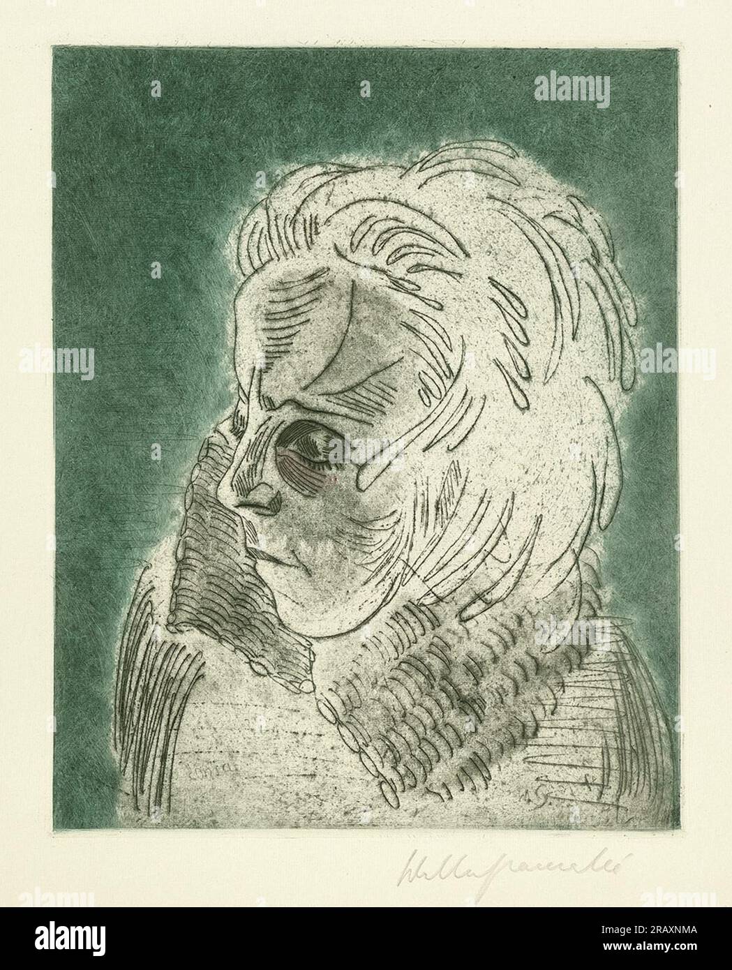 Etching from the series "The Face" 1924 by Walter Gramatté Stock Photo
