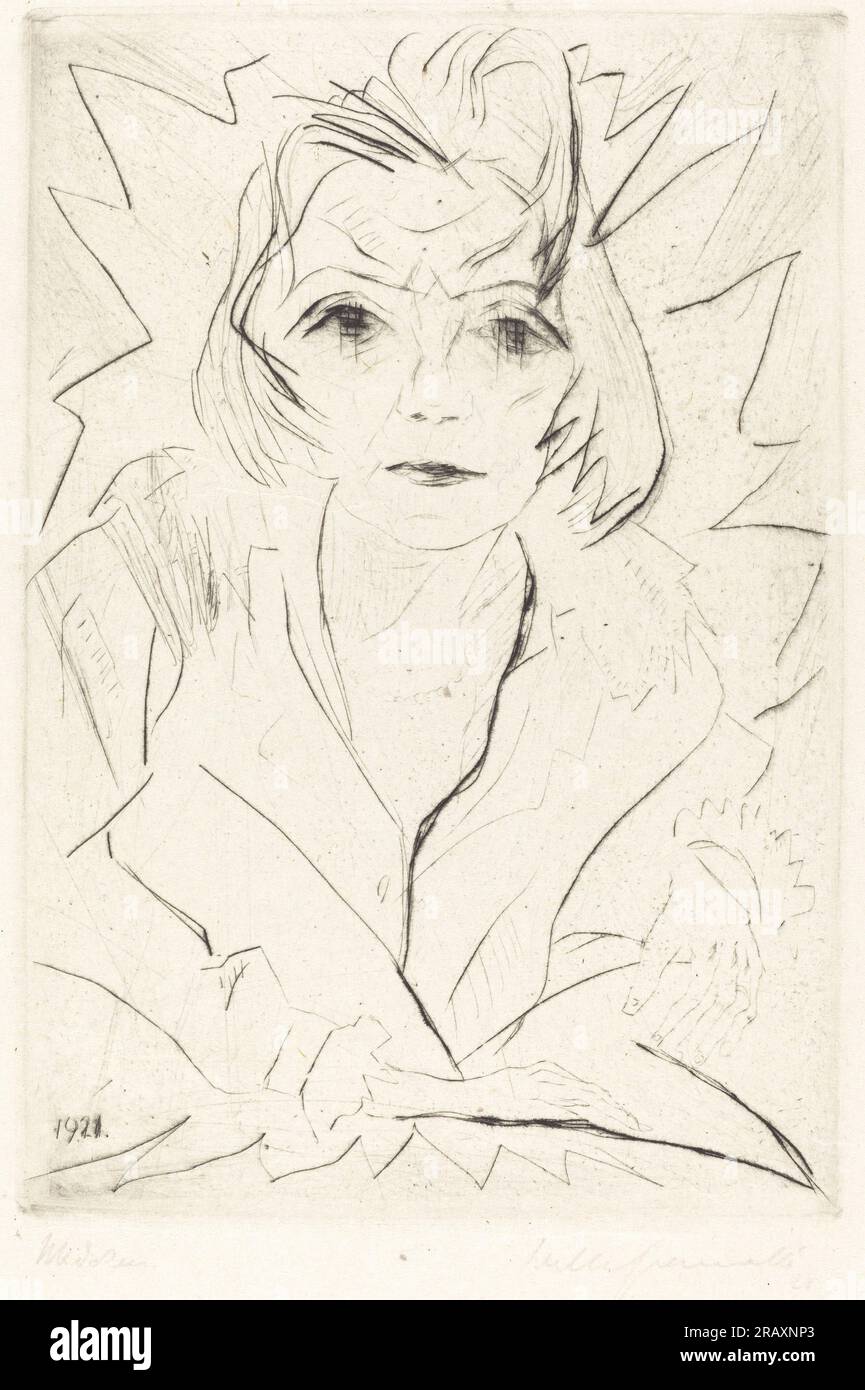 'Walter Gramatté, Madchen (Girl), 1921, drypoint in black on wove paper, plate: 25.8 x 17.4 cm (10 3/16 x 6 7/8 in.) sheet: 30 x 21 cm (11 13/16 x 8 1/4 in.), Ruth and Jacob Kainen Collection, 1989.80.1' Stock Photo