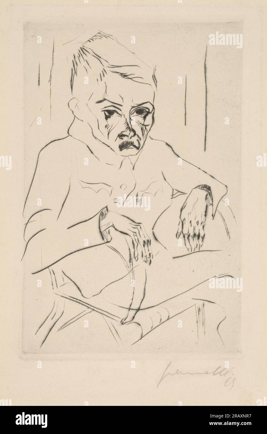 'Walter Gramatté, Tired Soldier I, 1919, drypoint on wove paper, plate: 21.2 × 14 cm (8 3/8 × 5 1/2 in.) sheet: 34.4 × 25 cm (13 9/16 × 9 13/16 in.), Gift of Ruth Cole Kainen, 2012.92.249' Stock Photo