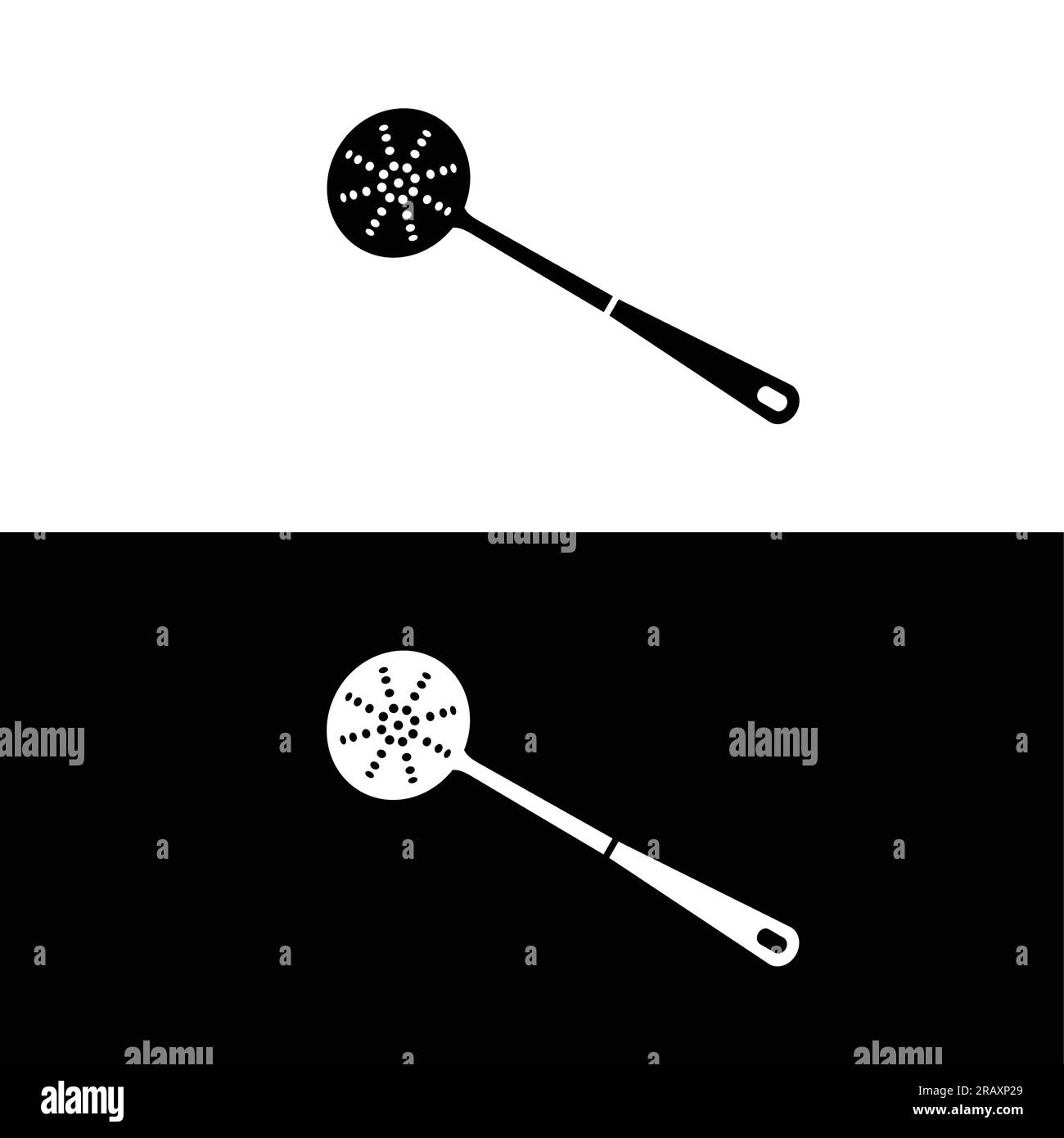 Slotted ladle flat silhouette vector. Silhouette kitchen utensil icon