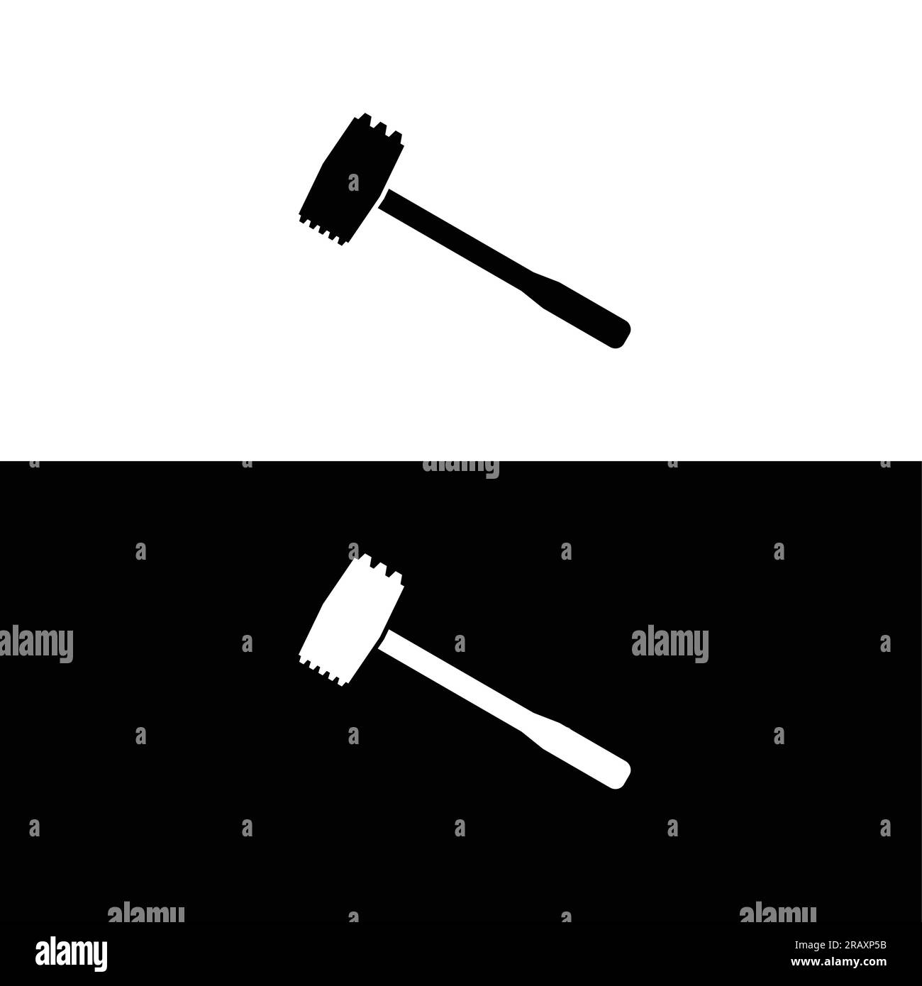 Meat mallet (meat tenderizer) flat silhouette vector. Silhouette