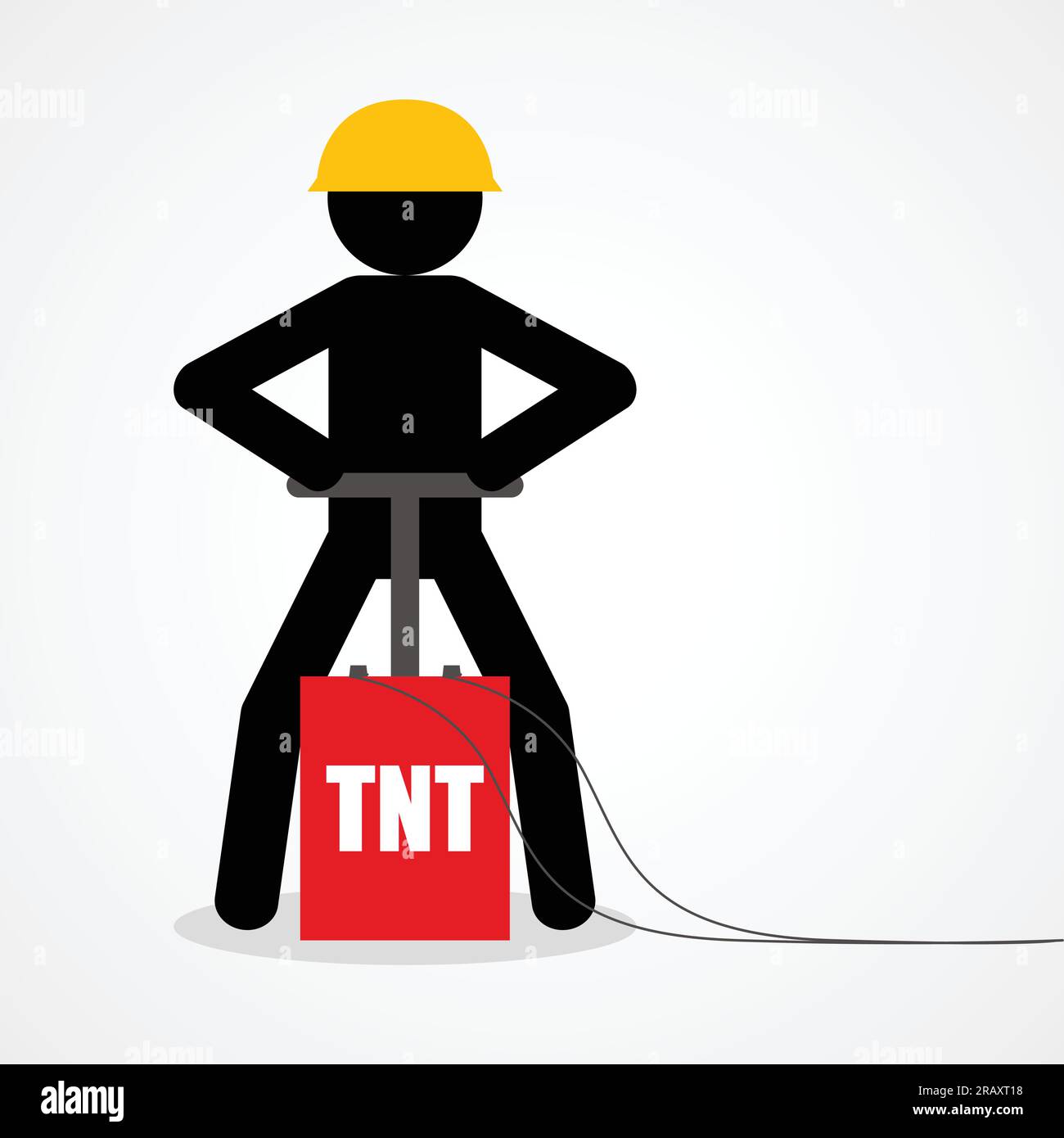 Graphic illustration of a stick figure detonating a TNT Stock Vector