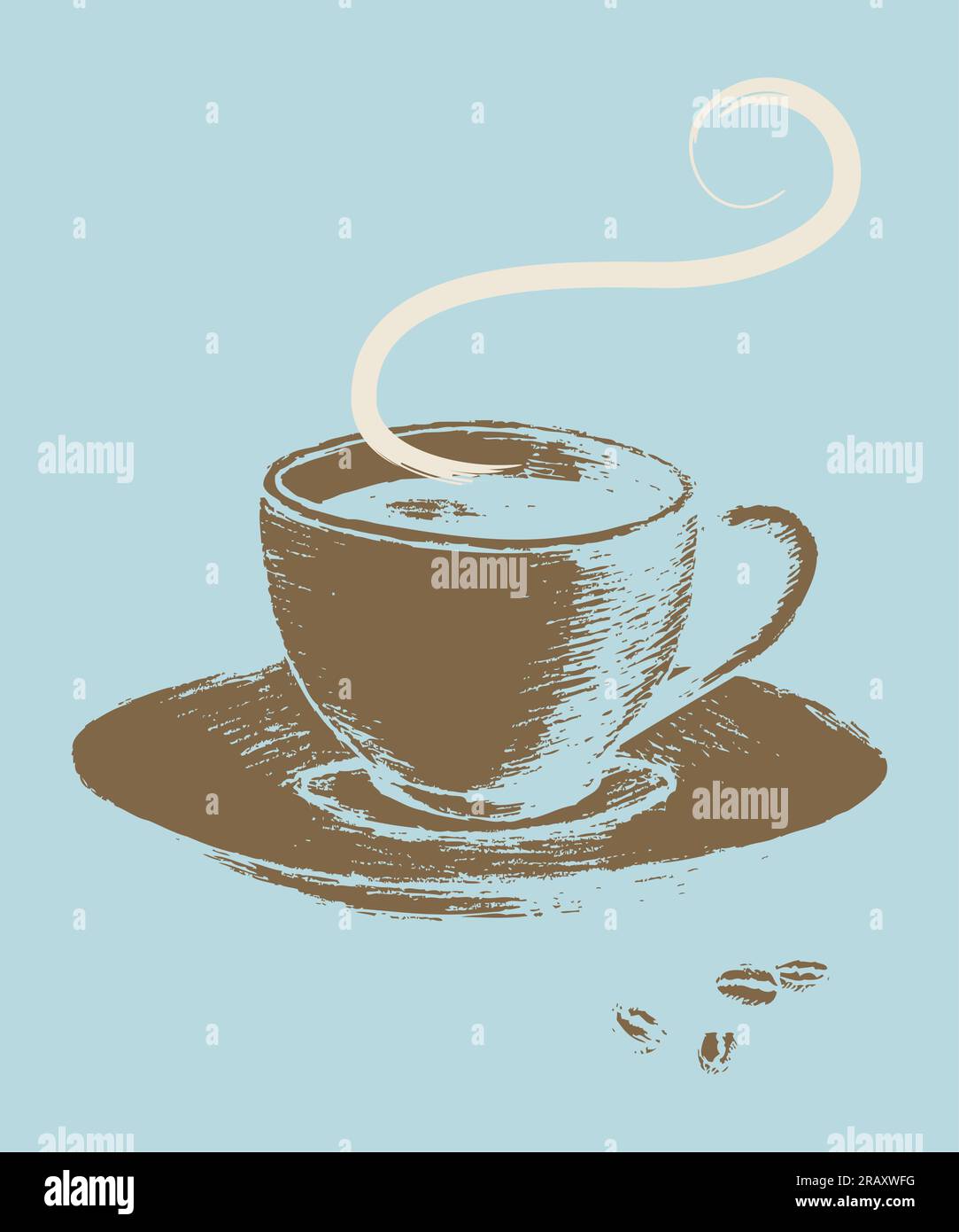 Retro art style illustration of cup of coffee Stock Vector