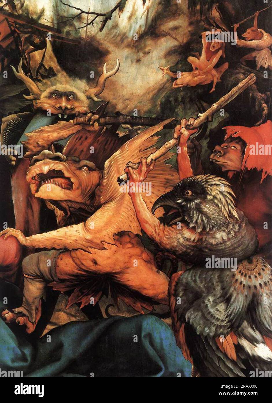 Demons Armed with Sticks (detail from the Isenheim Altarpiece) 1516 by Matthias Grünewald Stock Photo
