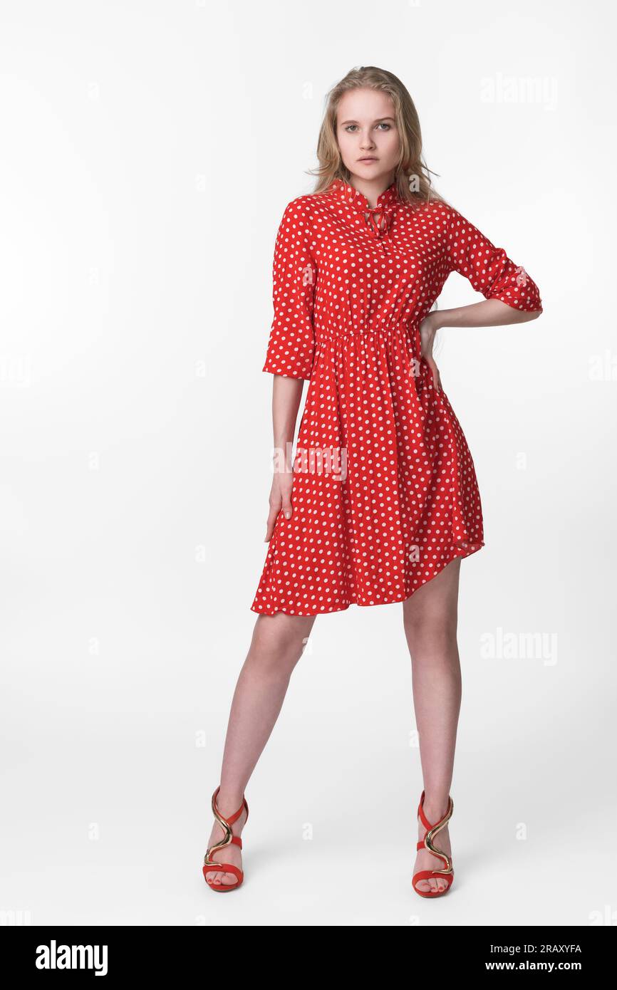 polka dot dress red shoes Polka Dot Dress With Red Shoes YUHGODO Women's 1950s Polka Dot Dress Pumps  Kitten Heel Vintage