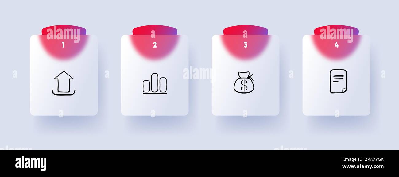 Business line icon. Bag of money, graph, chart, securities, tax return ...