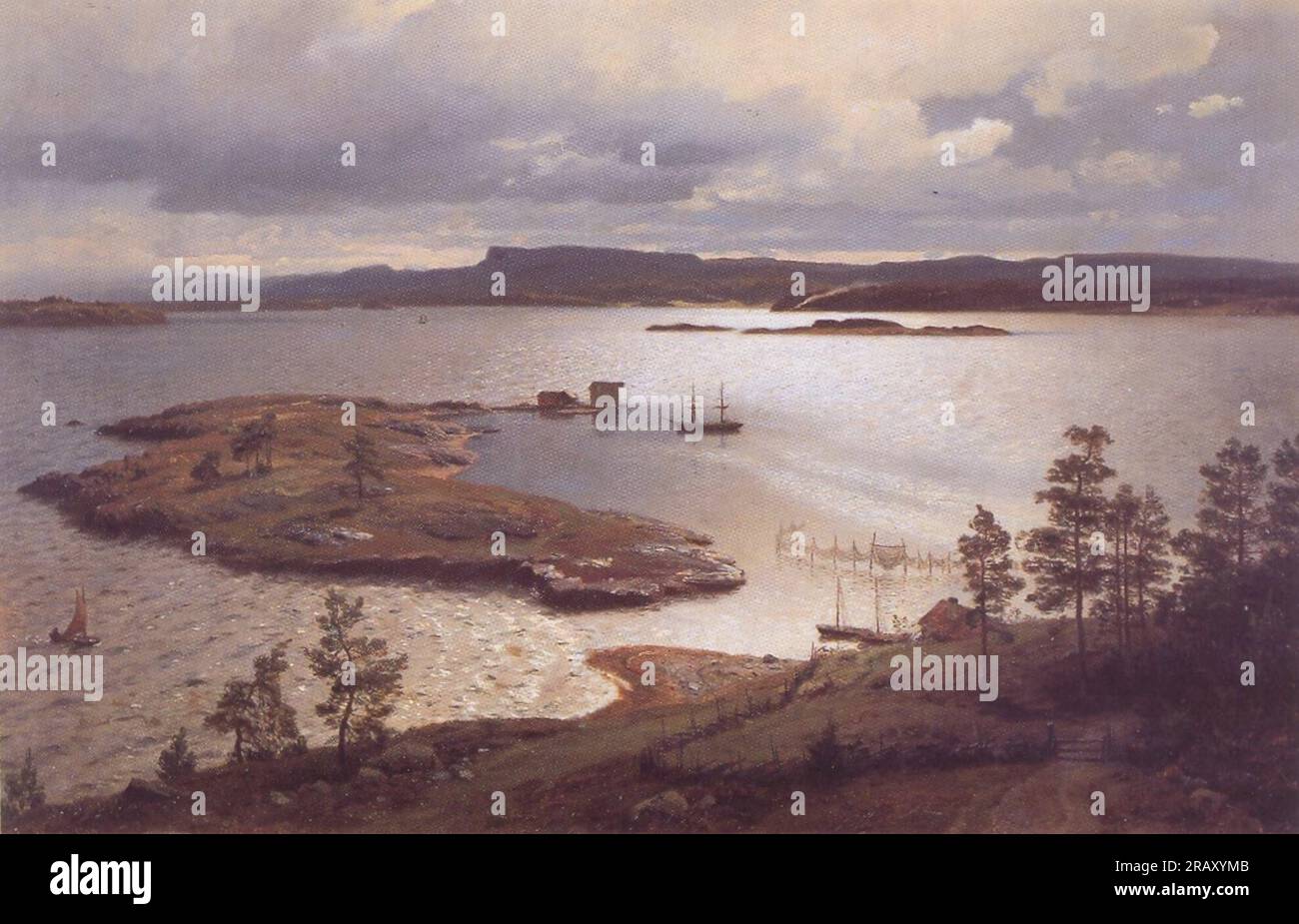 Sandviksfjorden 1879 by Hans Gude Stock Photo