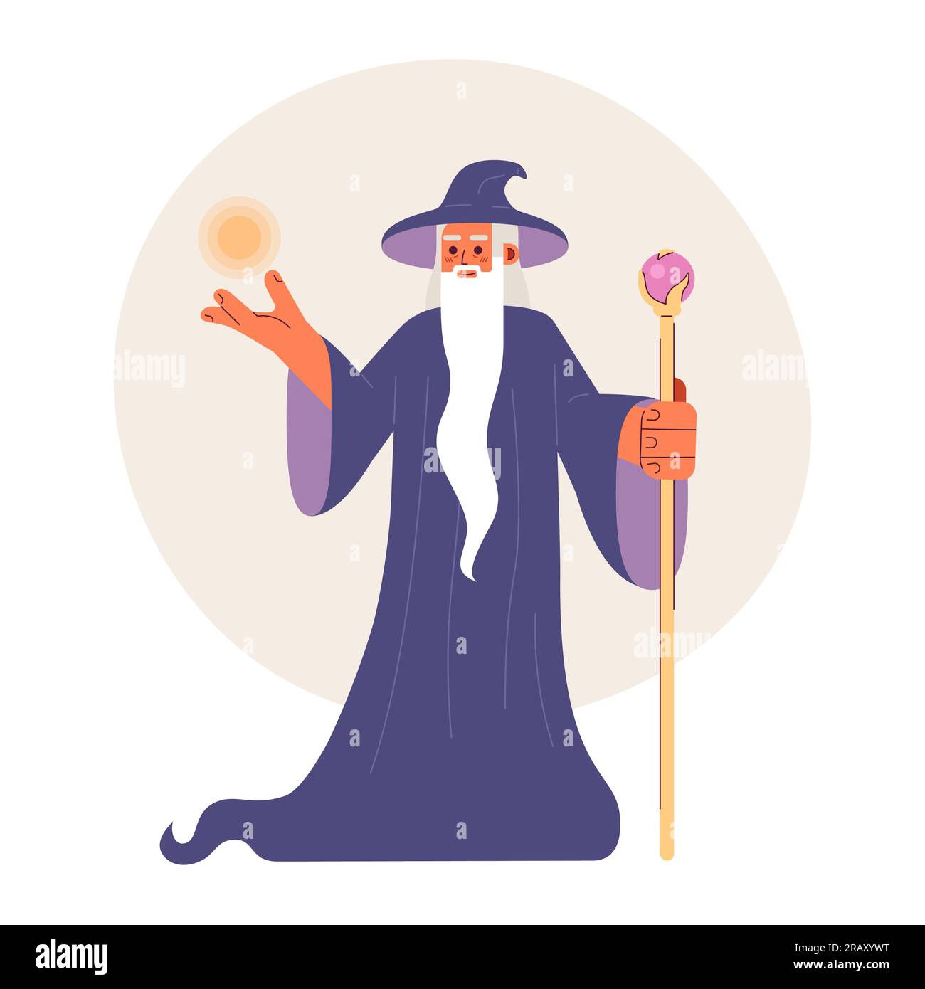 Old wizard flat concept vector spot illustration Stock Vector