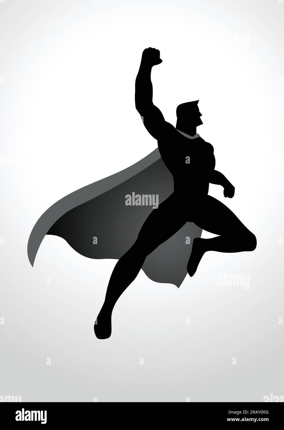 Cartoon silhouette of a superhero flying Stock Vector Image & Art - Alamy